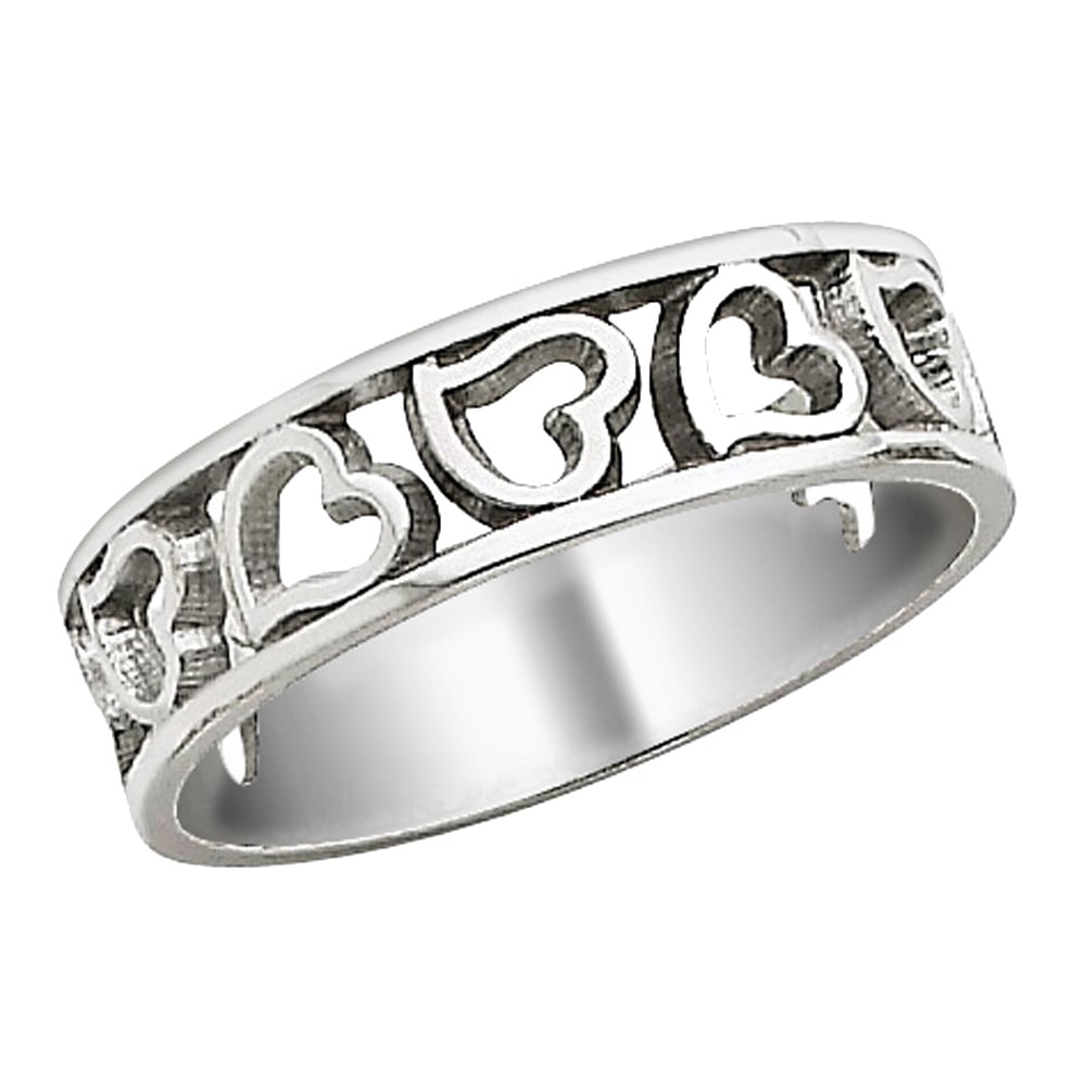 14K White Gold Heart Promise Ring Band Image 1