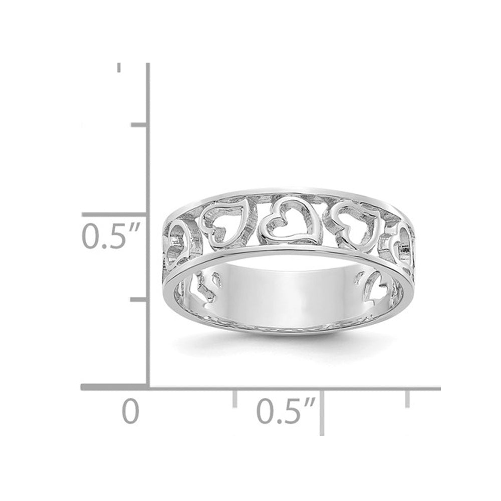 14K White Gold Heart Promise Ring Band Image 3