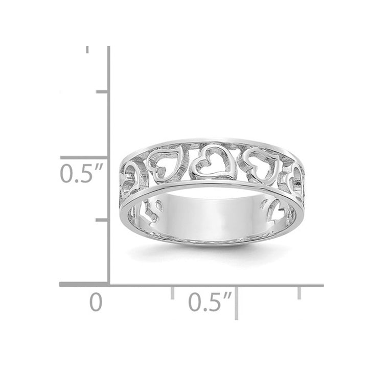 14K White Gold Heart Promise Ring Band Image 3