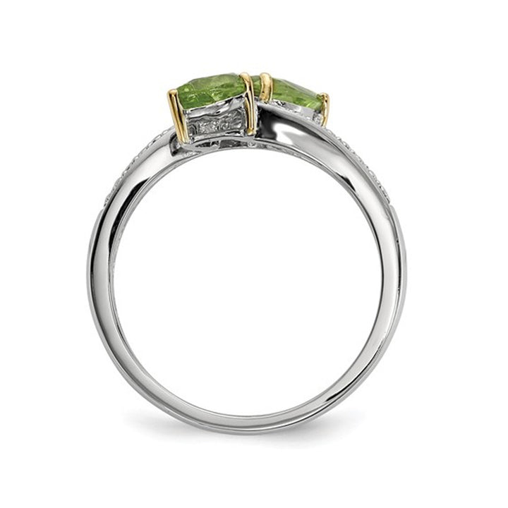 9/10 Carats (ctw) Marquise Green Peridot Ring in Sterling Silver Image 4