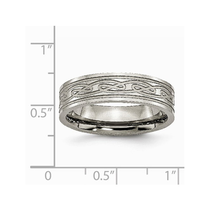 Mens Chisel Titanium Laser Etched Celtic Knot Polished Band Ring Image 2