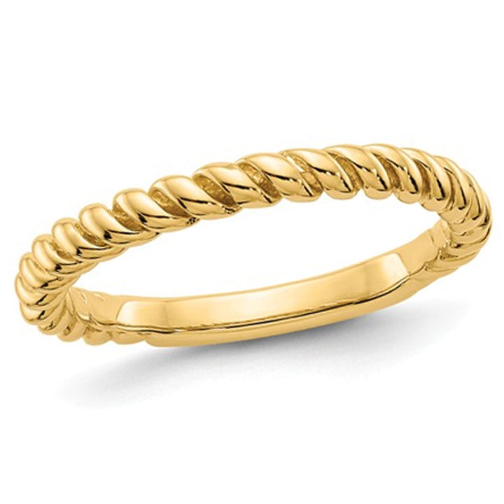 Ladies Twisted Wedding Band in 14K Yellow Gold Image 1