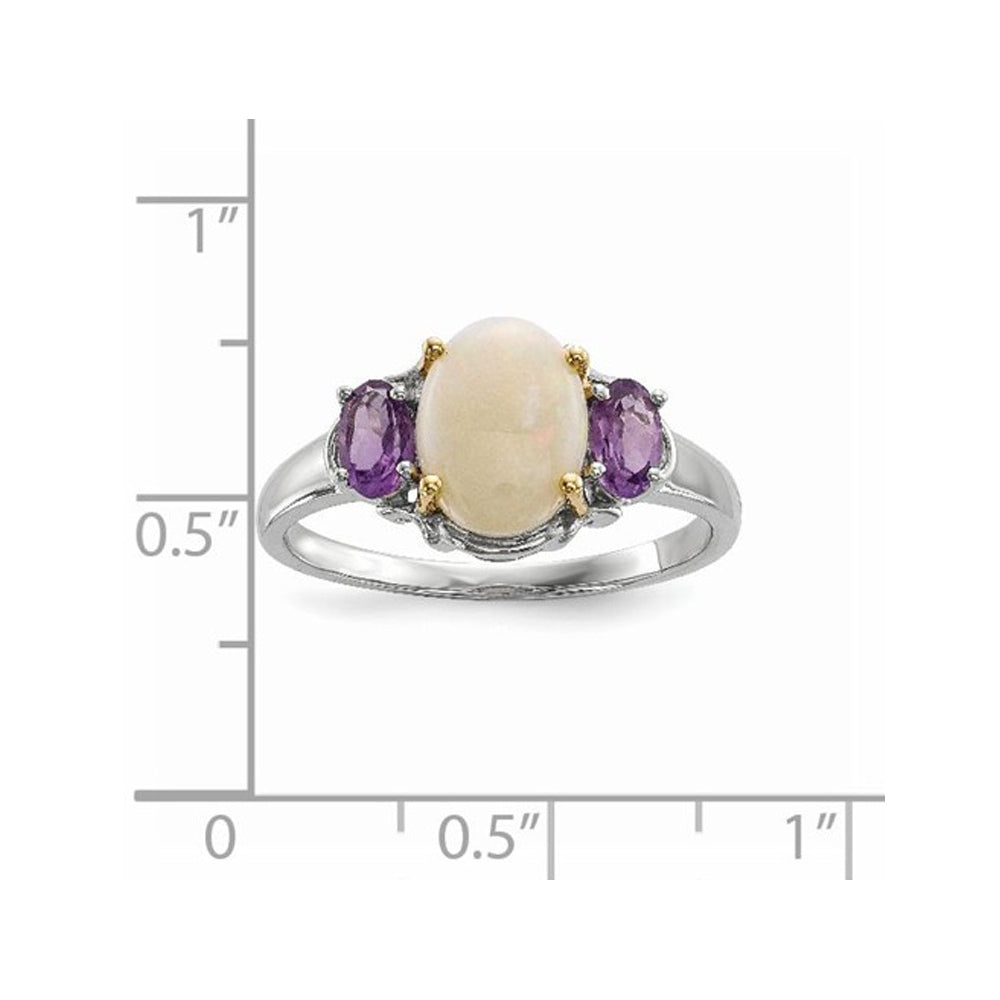Amethyst and Created Opal Ring 1.35 Carats (ctw) in Sterling Silver Image 2