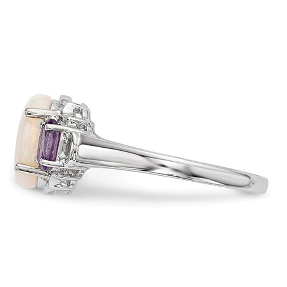 Amethyst and Created Opal Ring 1.35 Carats (ctw) in Sterling Silver Image 3