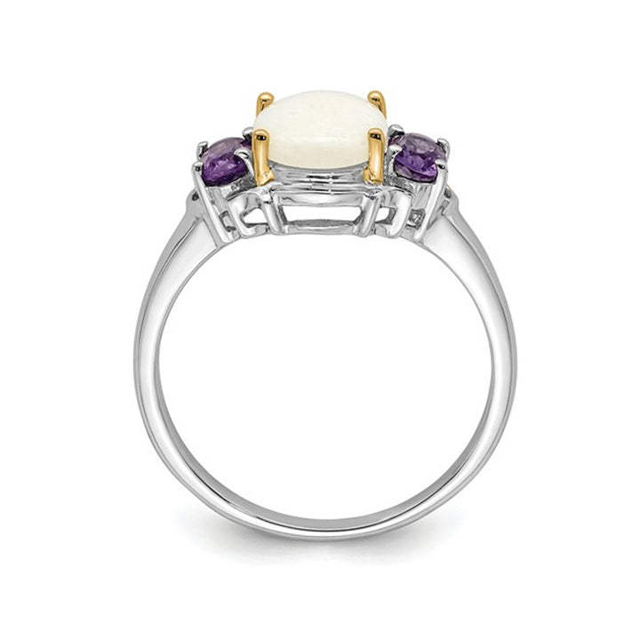 Amethyst and Created Opal Ring 1.35 Carats (ctw) in Sterling Silver Image 4