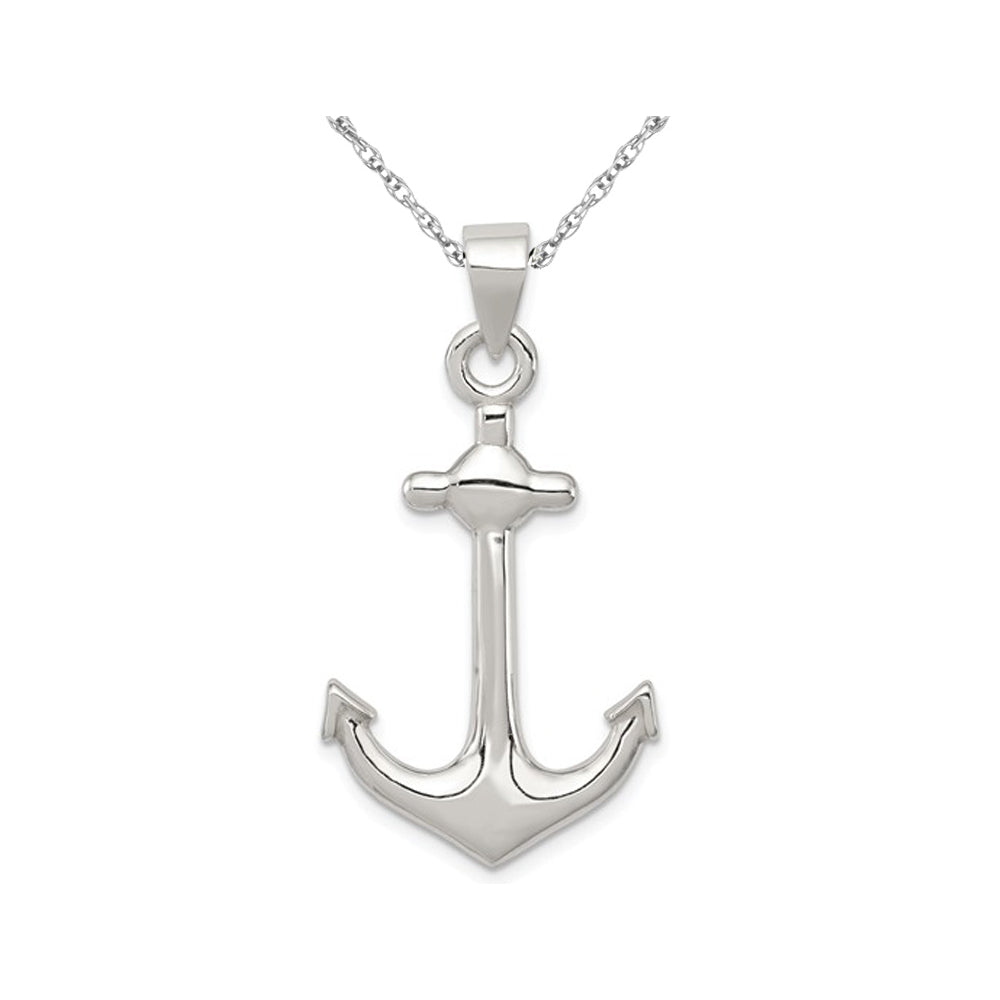 Sterling Silver Anchor Charm Pendant Necklace with Chain Image 1