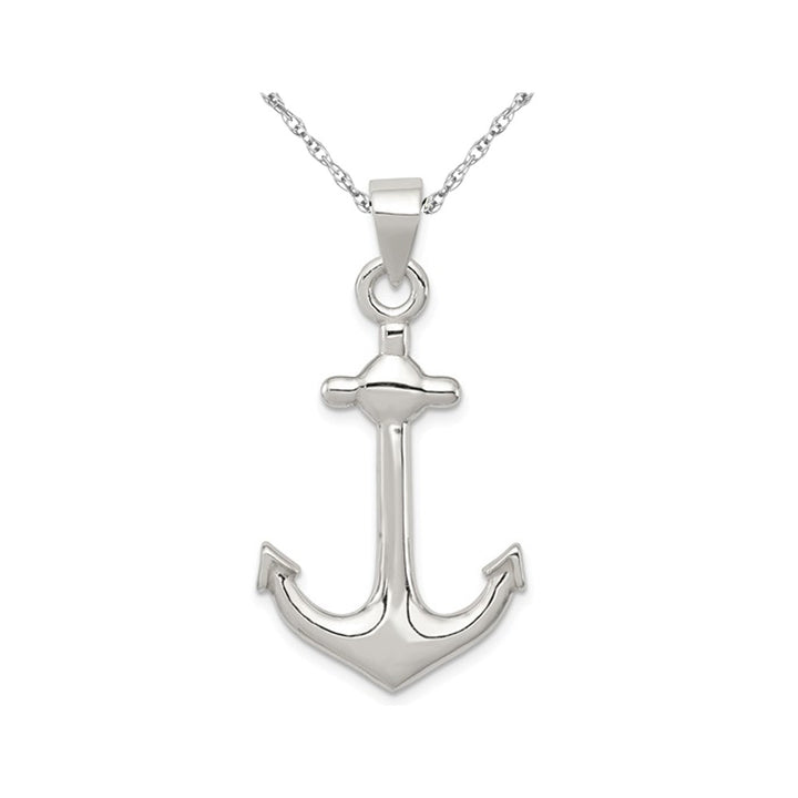 Sterling Silver Anchor Charm Pendant Necklace with Chain Image 1