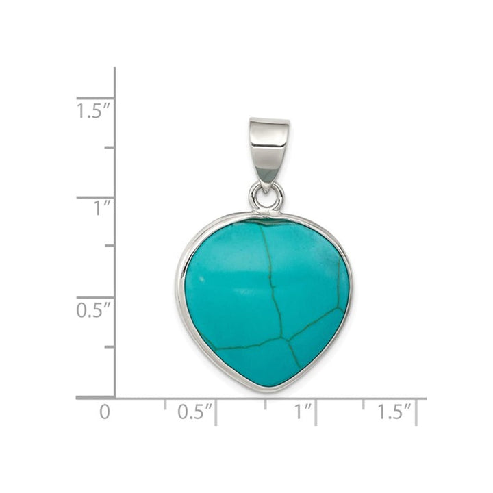 Turquoise Heart Pendant Necklace in Sterling Silver with Chain Image 2