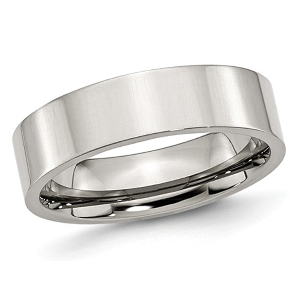 Mens Chisel 6mm Stainless Steel Comfort Fit Wedding Band Image 1