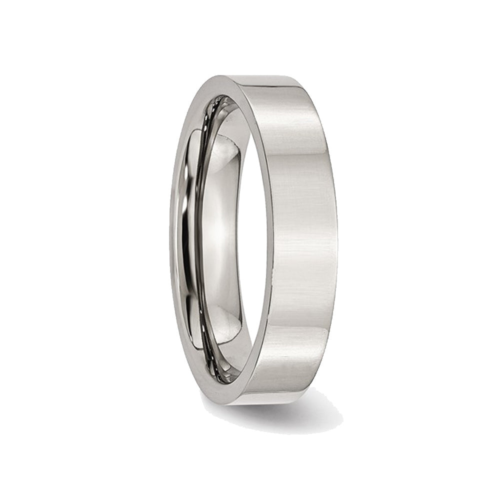 Mens Chisel Stainless Steel 5mm Flat Polished Wedding Band Ring Image 3