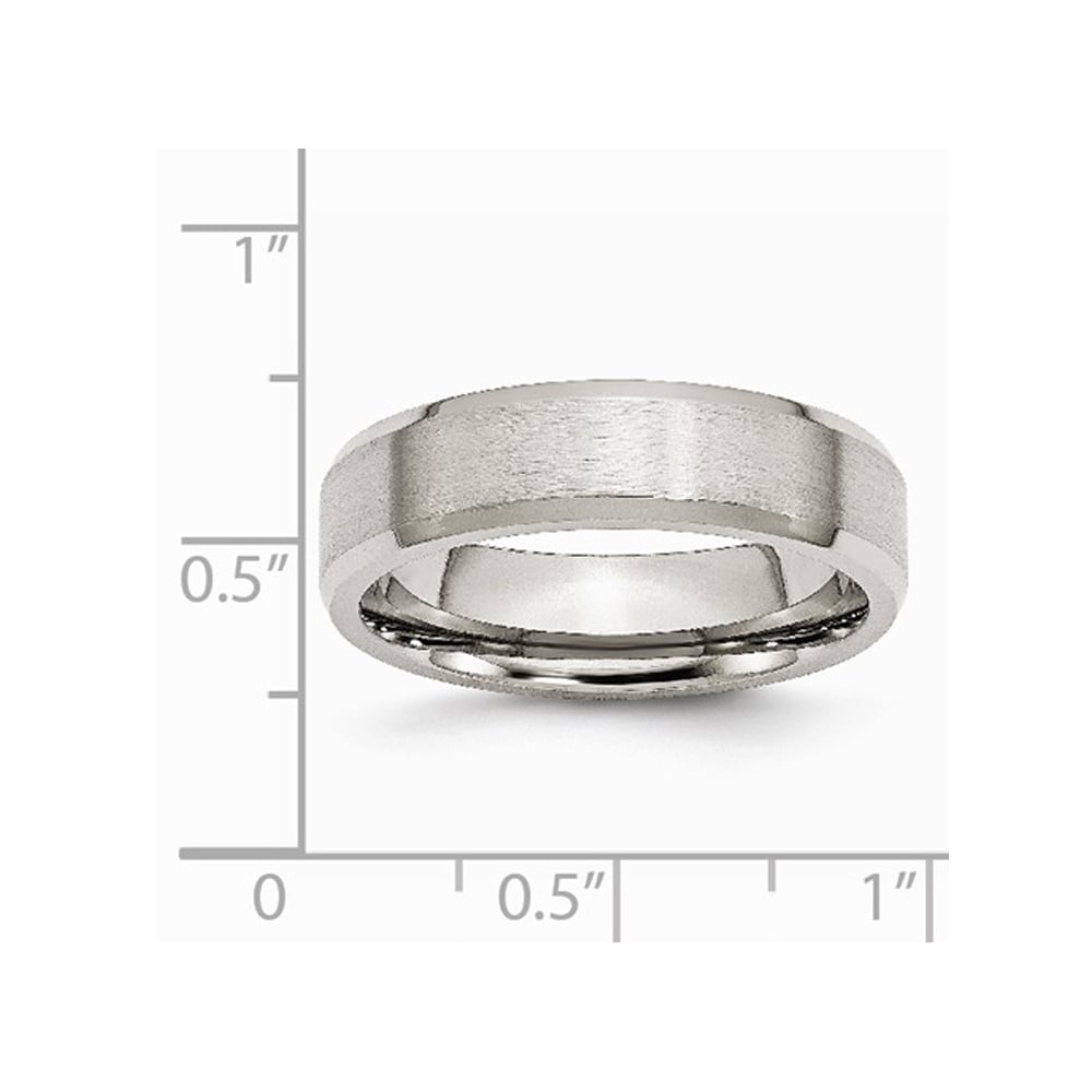 Mens Chisel 6mm Stainless Steel Beveled Comfort Fit Wedding Band Ring Image 3