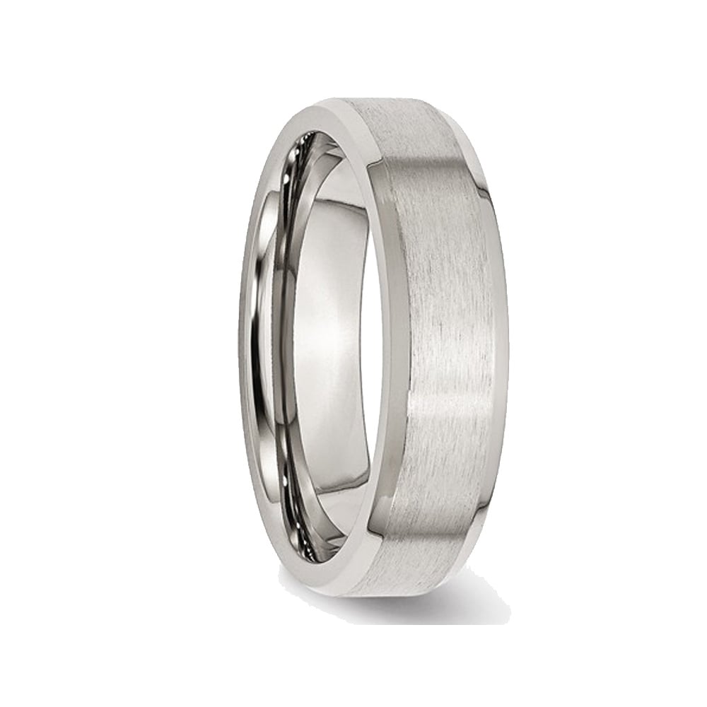 Mens Chisel 6mm Stainless Steel Beveled Comfort Fit Wedding Band Ring Image 4