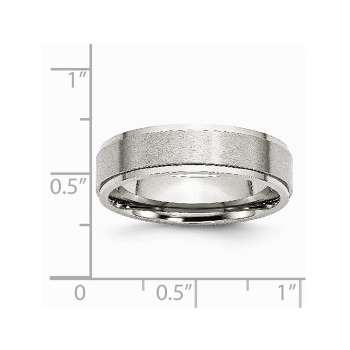 Mens Chisel 6mm Satin Stainless Steel Comfort Fit Wedding Band Ring with Ridge Image 3