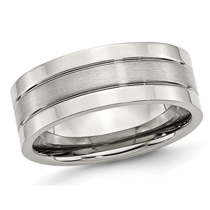 Mens Chisel 8mm Satin Stainless Steel Comfort Fit Wedding Band Ring Image 1