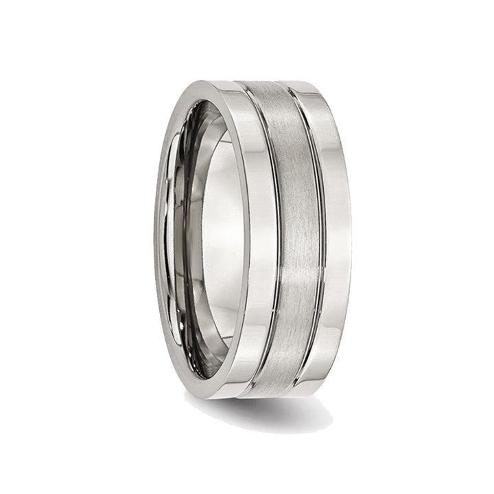 Mens Chisel 8mm Satin Stainless Steel Comfort Fit Wedding Band Ring Image 3