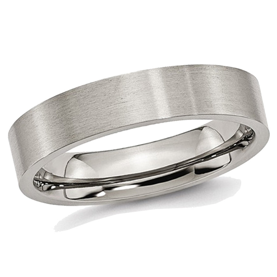 Mens 5mm Comfort Fit Titanium Wedding Band Ring Image 1