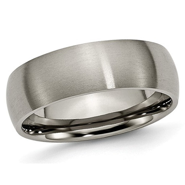 Mens Chisel 7mm Comfort Fit Brushed Titanium Wedding Band Ring Image 1