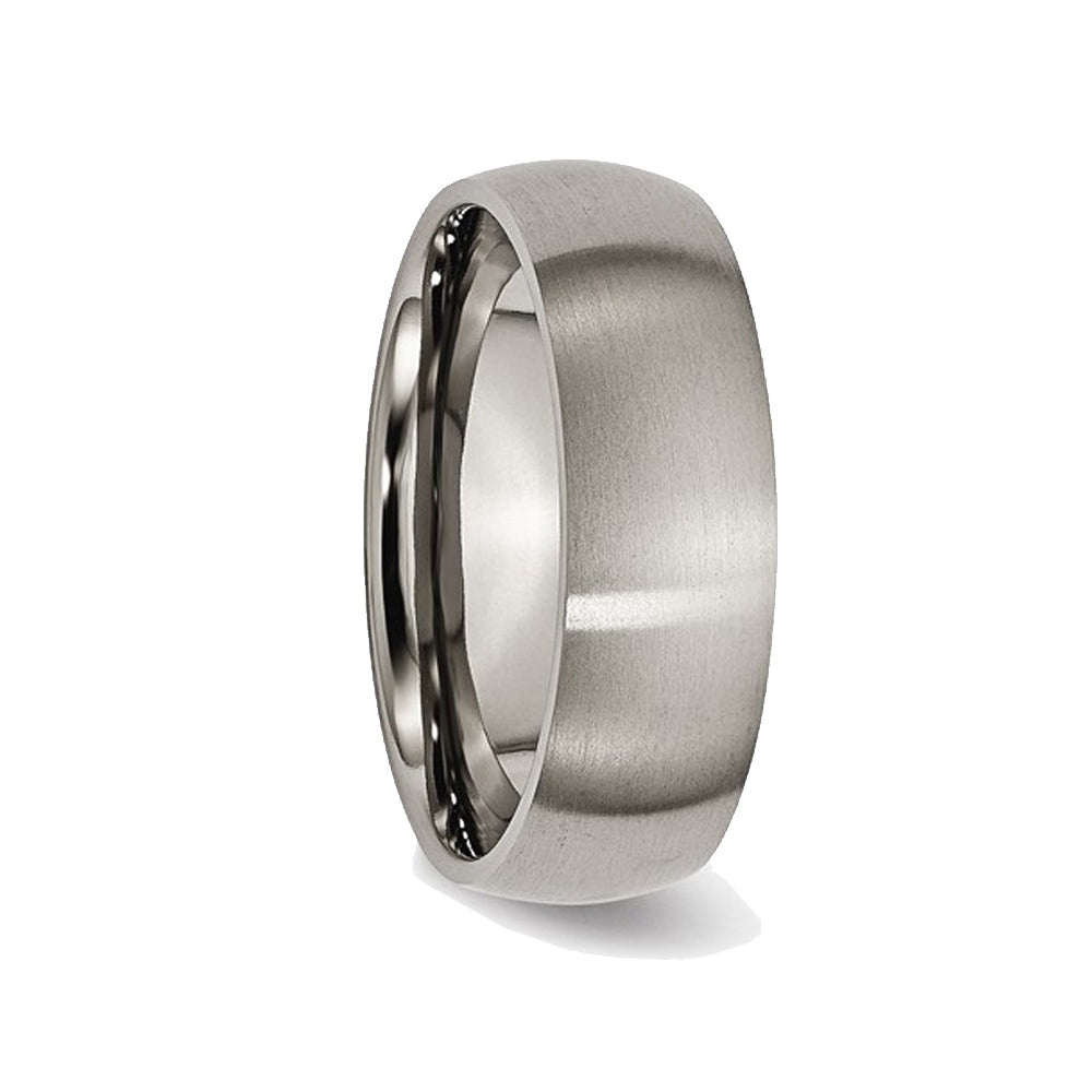 Mens Chisel 7mm Comfort Fit Brushed Titanium Wedding Band Ring Image 3