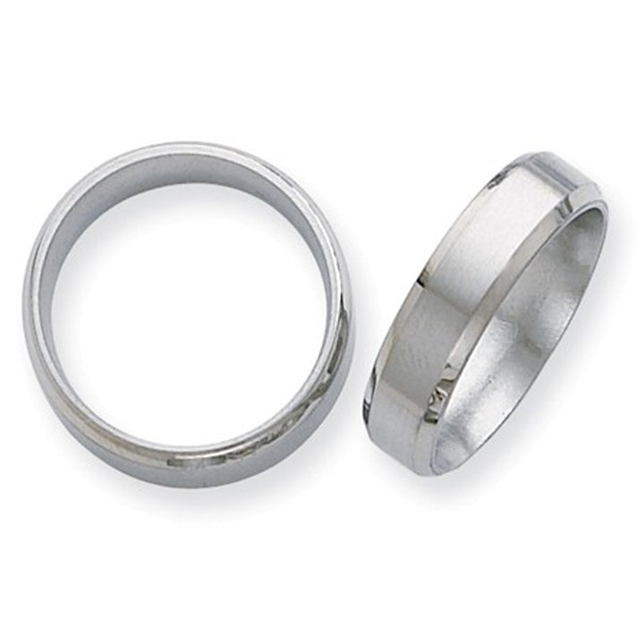 Mens Chisel 6mm Titanium Wedding Band Ring with Beveled Edge Image 3