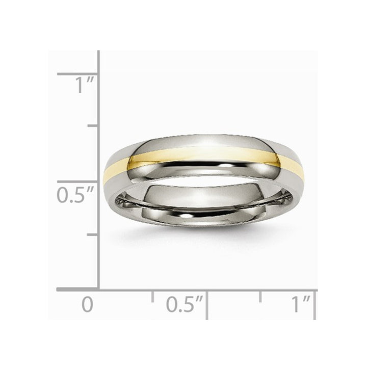 Mens Chisel 5mm Comfort Fit Titanium Wedding Band Ring with 14K Gold Inlay Image 3