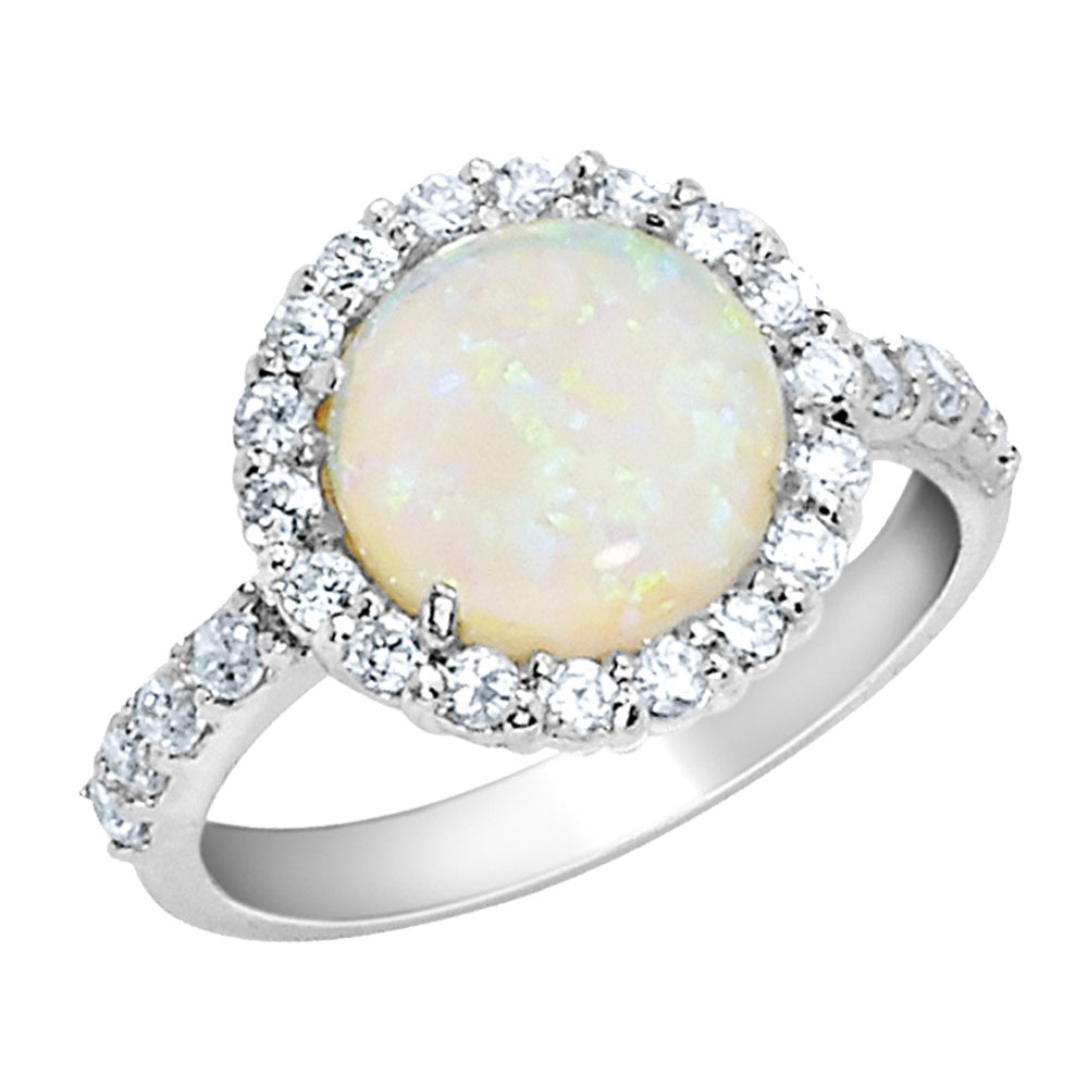 Lab-Created Opal Ring in Sterling Silver with Cubic Zirconia (CZ) Image 1