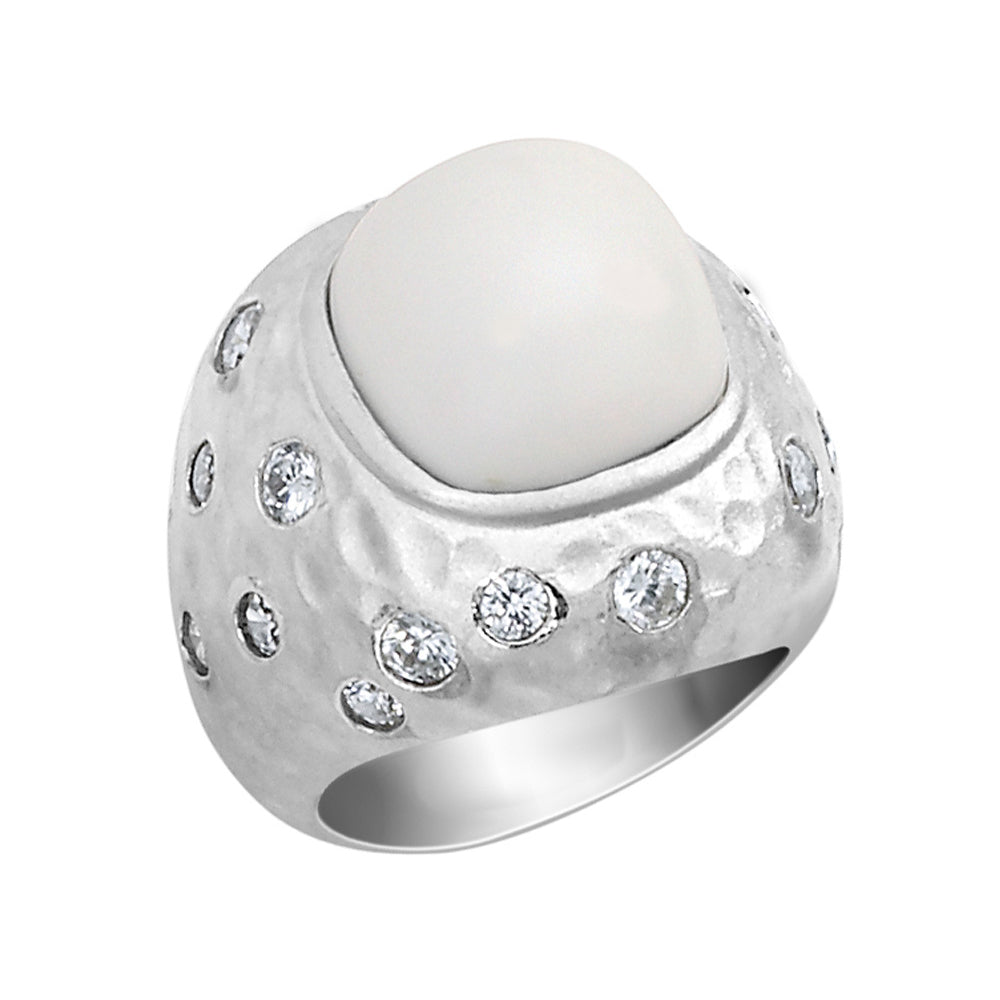 Cheryl M. Created Agate Cocktail Ring with Cubic Zirconia (CZ) (CZ) in Sterling Silver Image 1