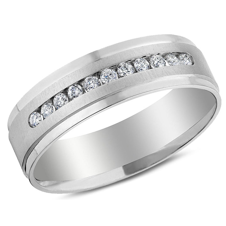 Mens 1/4 Carat (ctw H-II1-I2) Diamond Wedding Band Ring in 14K White Gold Image 1
