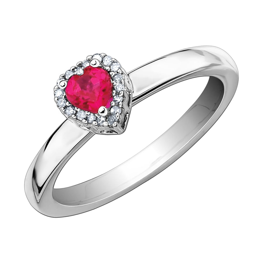 1/2 Carat (ctw) Lab-Created Ruby Heart Ring in Sterling Silver Image 1