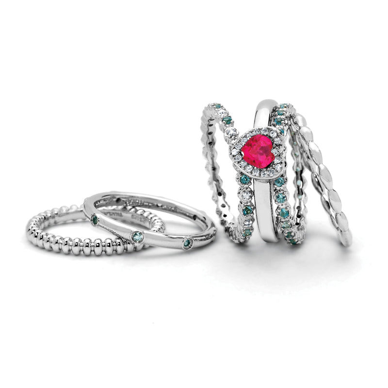 1/2 Carat (ctw) Lab-Created Ruby Heart Ring in Sterling Silver Image 2