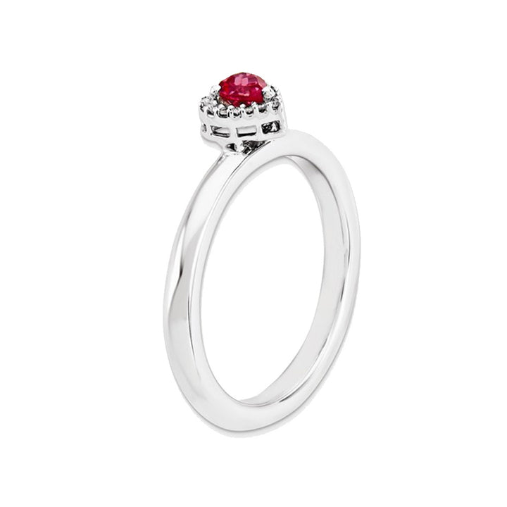 1/2 Carat (ctw) Lab-Created Ruby Heart Ring in Sterling Silver Image 3