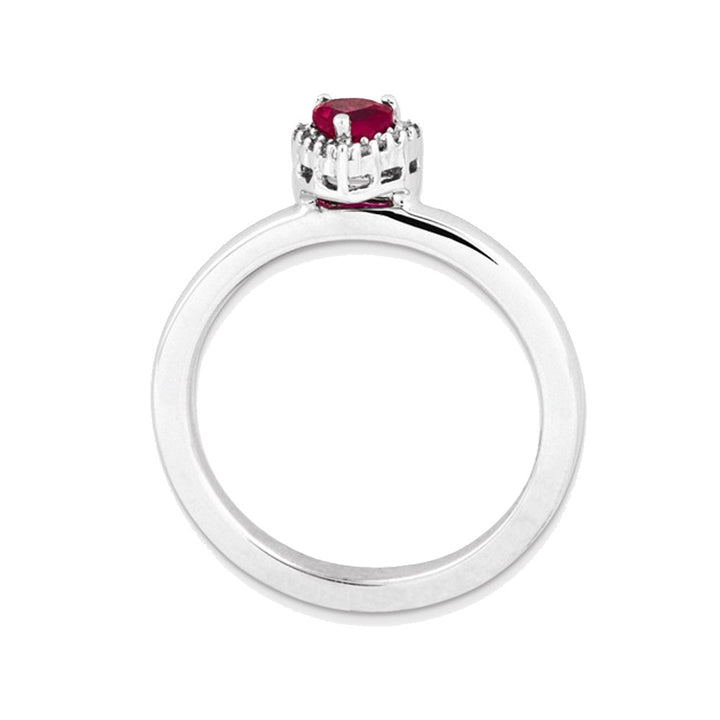 1/2 Carat (ctw) Lab-Created Ruby Heart Ring in Sterling Silver Image 4