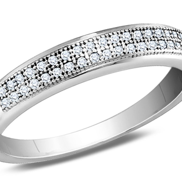 1/10 Carat (ctw) Diamond Anniversary and Wedding Band Ring in 10K White Gold Image 1