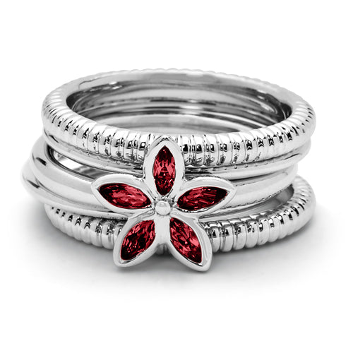 Garnet Flower Ring 1/3 Carat (ctw) in Sterling Silver Image 2