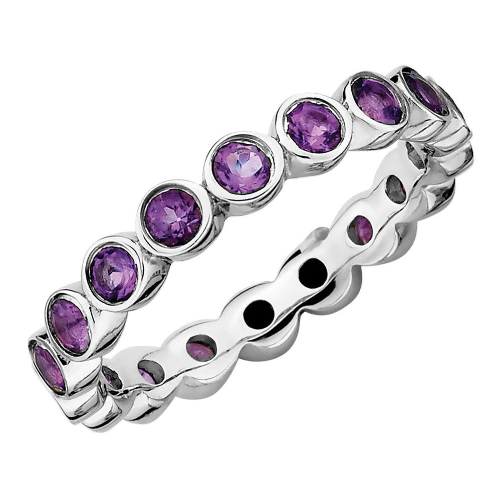 Purple Amethyst Ring Band 1.20 Carat (ctw) in Sterling Silver Image 1