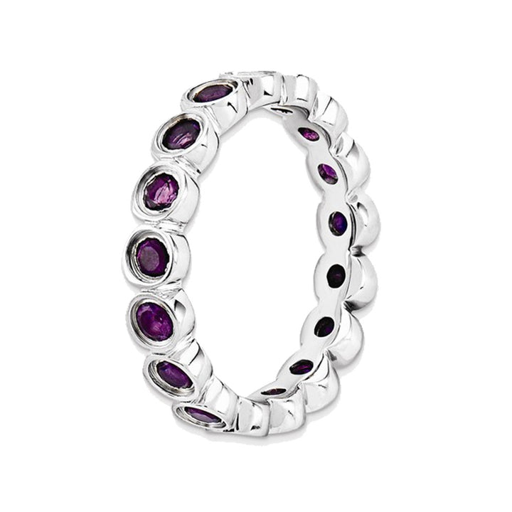 Purple Amethyst Ring Band 1.20 Carat (ctw) in Sterling Silver Image 4