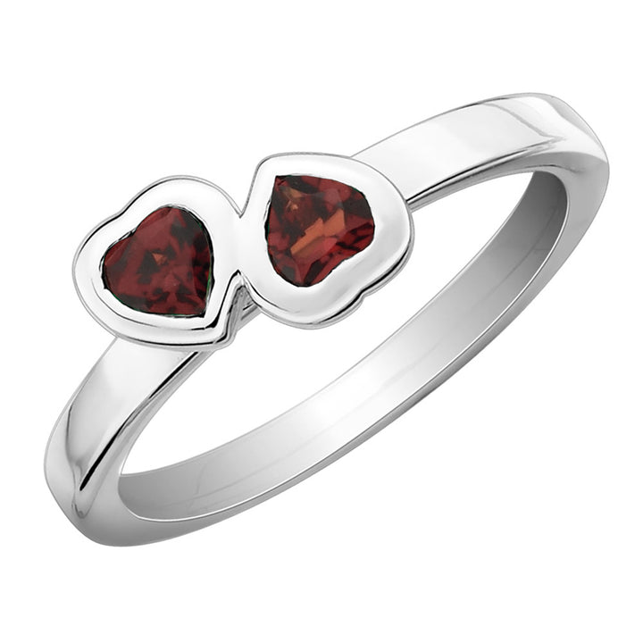 Garnet Double Heart Ring 1/2 Carat (ctw) in Sterling Silver Image 1