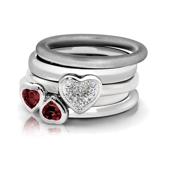 Garnet Double Heart Ring 1/2 Carat (ctw) in Sterling Silver Image 2