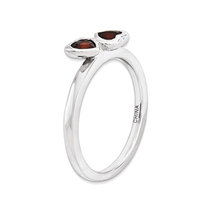 Garnet Double Heart Ring 1/2 Carat (ctw) in Sterling Silver Image 4