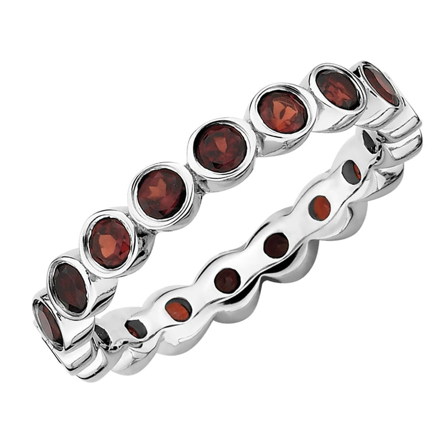 1.60 Carat (ctw) Natural Red Garnet Eternity Ring Band in Sterling Silver Image 1
