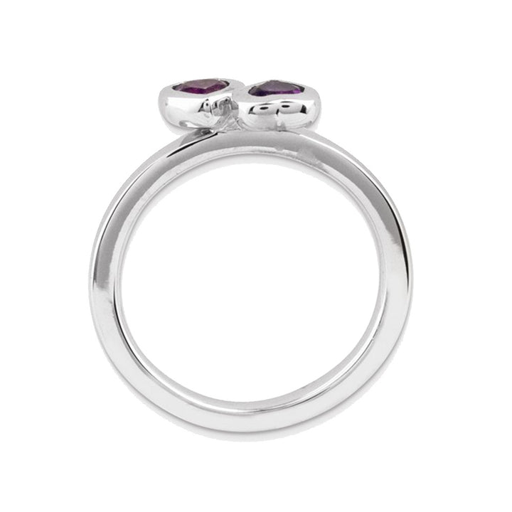 Amethyst Double Heart Ring 2/5 Carat (ctw) in Sterling Silver Image 3