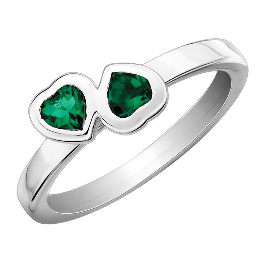 Lab-Created Emerald Double Heart Ring 2/5 Carat (ctw) in Sterling Silver Image 1