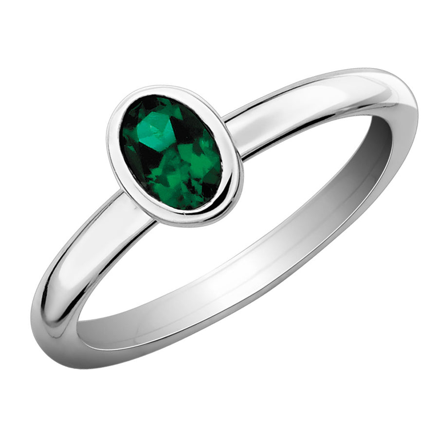 Lab-Created Emerald Ring 2/5 Carat (ctw) in Sterling Silver Image 1