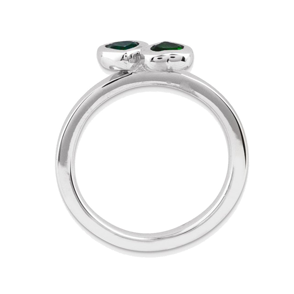 Lab-Created Emerald Double Heart Ring 2/5 Carat (ctw) in Sterling Silver Image 4