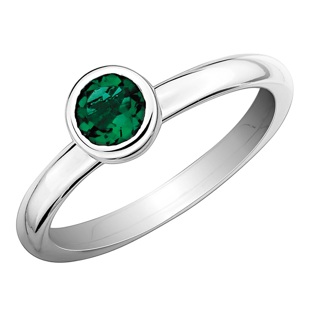 Lab Created Emerald Ring 2/5 Carat (ctw) in Sterling Silver Image 1