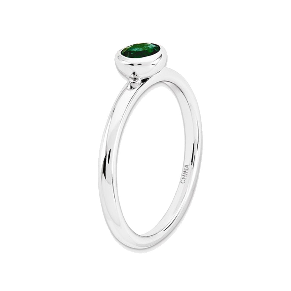 Lab Created Emerald Ring 2/5 Carat (ctw) in Sterling Silver Image 3