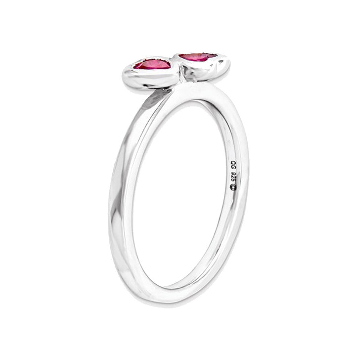 3/5 Carat (ctw) Lab-Created Red Ruby Double Heart Ring in Sterling Silver Image 4