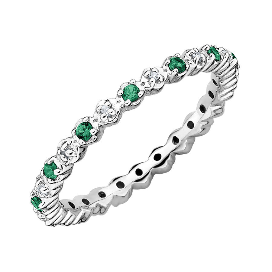 1/5 Carat (ctw) Lab-Created Emerald Eternity Band Ring in Sterling Silver Image 1