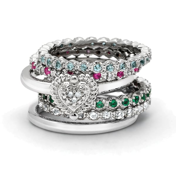 1/5 Carat (ctw) Lab-Created Emerald Eternity Band Ring in Sterling Silver Image 2