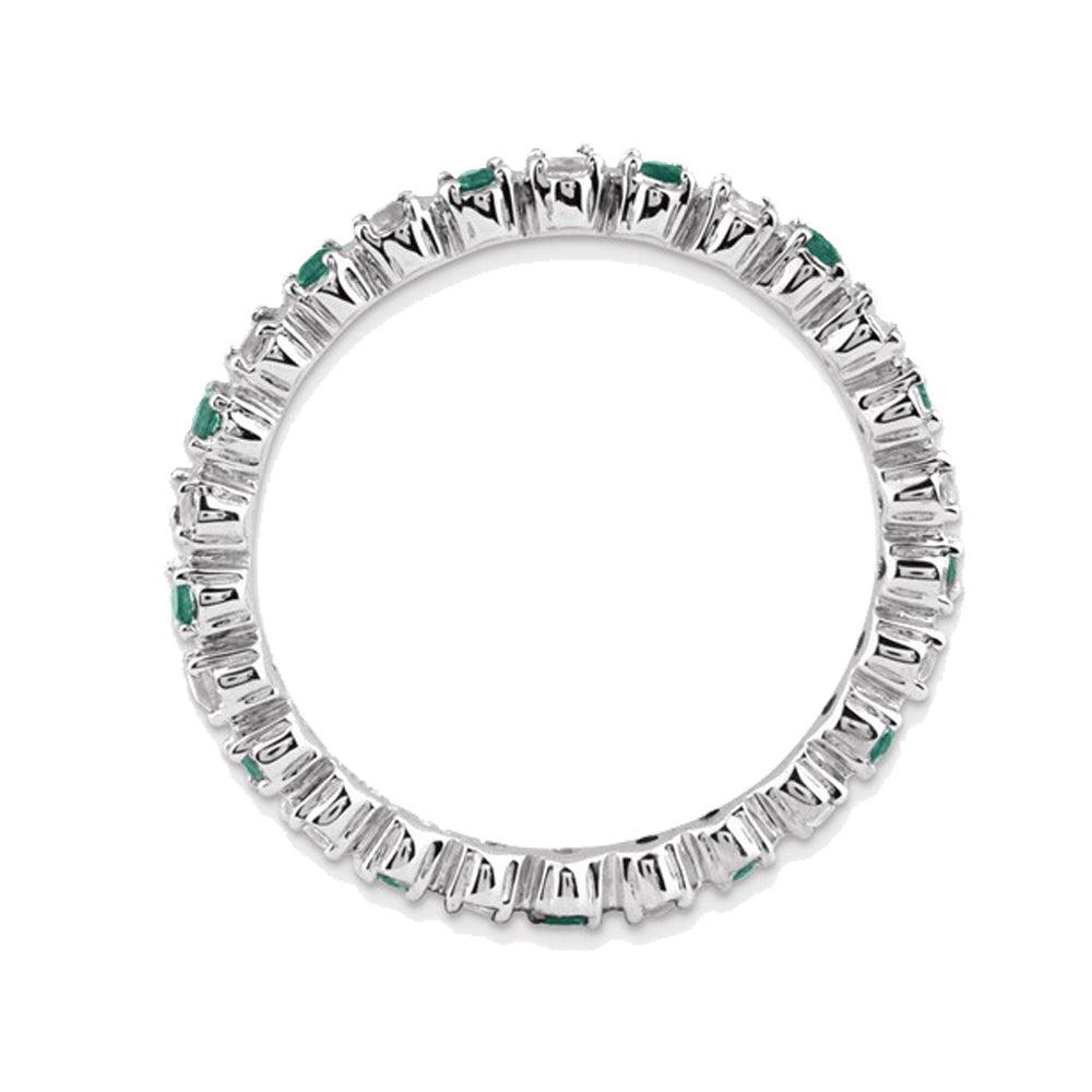 1/5 Carat (ctw) Lab-Created Emerald Eternity Band Ring in Sterling Silver Image 3