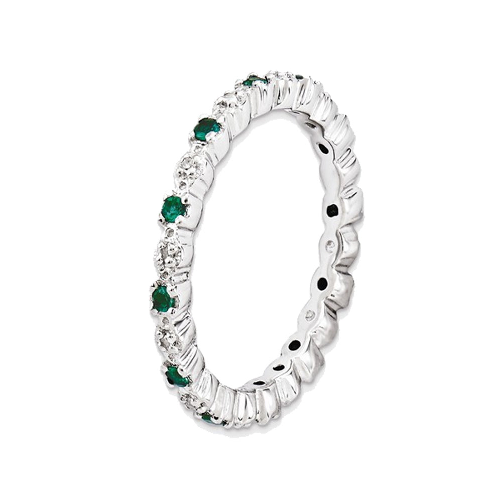 1/5 Carat (ctw) Lab-Created Emerald Eternity Band Ring in Sterling Silver Image 4